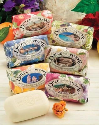 Nesti Dante Dolce Vivere Soaps 250g/Pisa,Capri,Roma,Milano,Firenze,Sicilia,