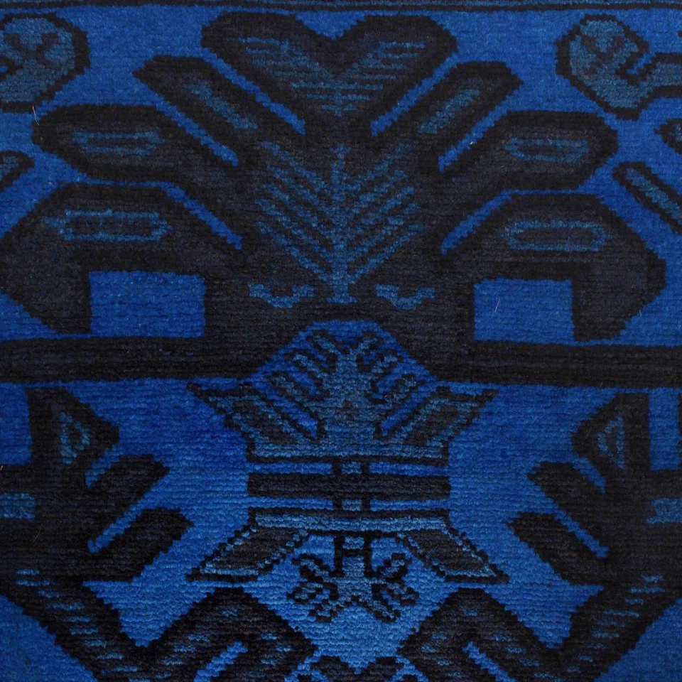 Tribal Overdye Rug Handmade Oriental Blue Carpet Area Wool Rug 2'11x4'2ft R22766 - Image 4 of 4