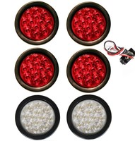6 Truck Trailer 4 Round Led Light (4 Red + 2 White) Brake Stop Turn Tail Bac... on sale 6 Truck Trailer 4 Round Led Light (4 Red + 2 White) Brake Stop Turn Tail Bac... on sale