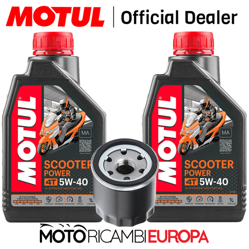 Kit De Vidange Complet MOTUL Pour Piaggio Beverly 500 (2003-2014) - Huile 10W40 + Filtre à Huile