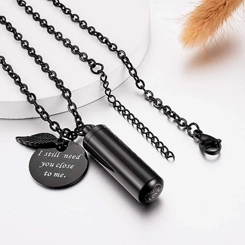 Black Ashes Cremation Jewelry Can Be Opened Keychain for human Pet