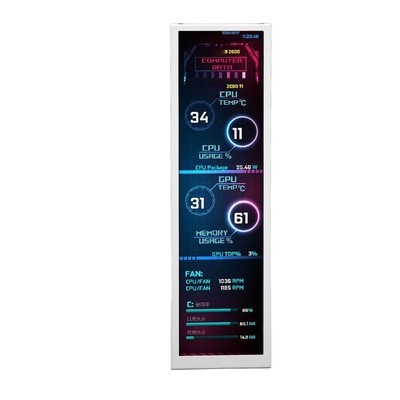 Computer Temp Monitor 8.8in IPS Theme Editor Auto Off USB Power Multifunction FY