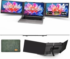 Laptop Screen Extender - 14" Ultra-Thin Triple Portable Monitor 1080P FHD IPS