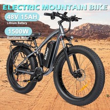 Electric Bike 1500W 48V 15.6A Removable Battery 26'' Fat Tire Electric Dirt Bike