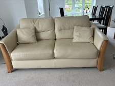 Cream Large Two Seat Leather Sofa 