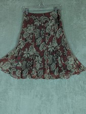 Womens Size 2 Petite Silk Floral Fairy Grunge Slip Skirt Earthy Boho Indie Y2K