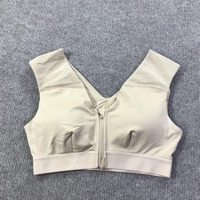 Tommie Copper Shoulder Support Sports Bra Womens Large Beige Zip Activewear Gym