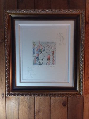 Peter Max Etching Signed #24/495 'Geometric Profile & Sailboat' APPRAISED w COA