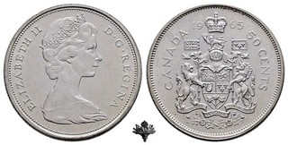 KANADA 50 cents 1965 SILVER Silbermünze Elizabeth II Canada