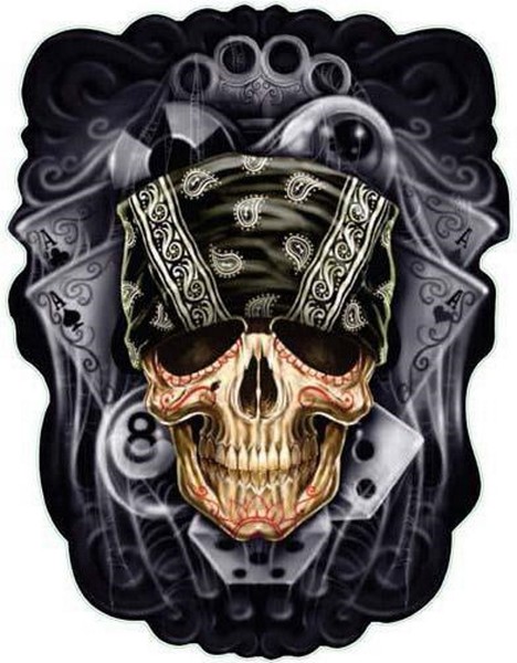 Aufkleber Totenkopf Kopftuch WüRfel 17 X 13 Cm Sticker Bandana Skull Decal-image