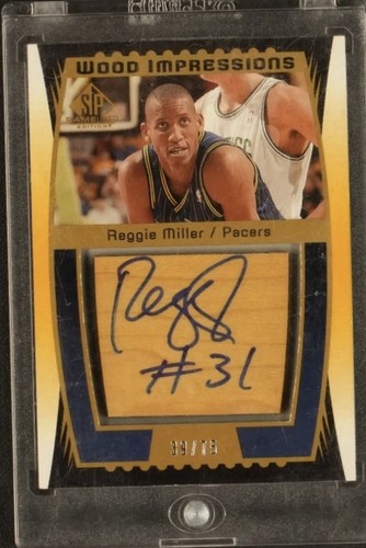 2004-05 SP Game Used Wood Impressions #WI-RM Reggie Miller Auto Patch /75 RARE!