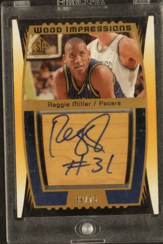 2004-05 SP Game Used Wood Impressions #WI-RM Reggie Miller Auto Patch /75 RARE!
