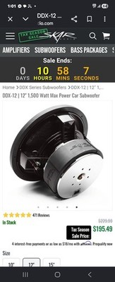 Clearance Skar Audio DDX12D2 12'' 1,500 WATT DUAL 2 OHM COMPETITION CAR SUBWOOFER