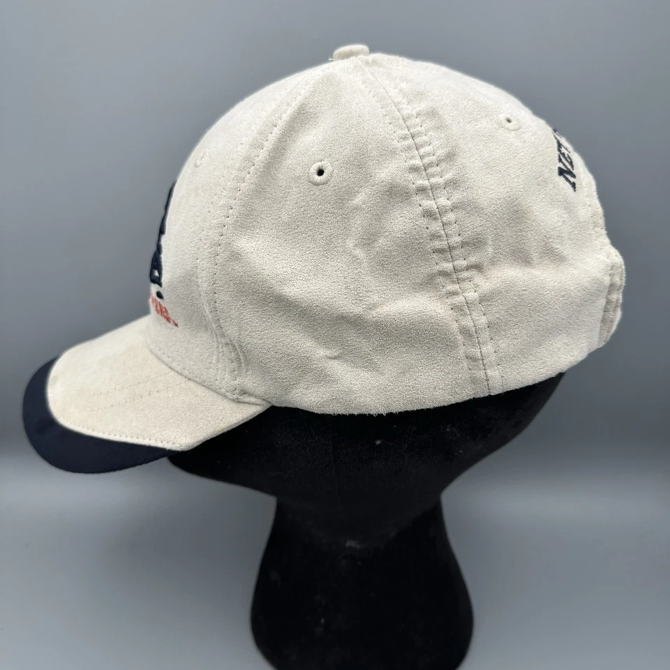 Vintage ORANGE COUNTY CHOPPERS BIO-DOMES Beige Navy Suede Logo Baseball Hat OSFM - Image 3 of 4
