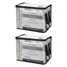 15x9.5x12.6in Clear Storage Bags, 2PCS Plastic Storage Bags with Zipper,L, Black