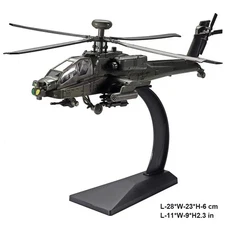 1:64 Diecast Model Replica Helicopter Hawk Apache Collectible Sound Light Toy