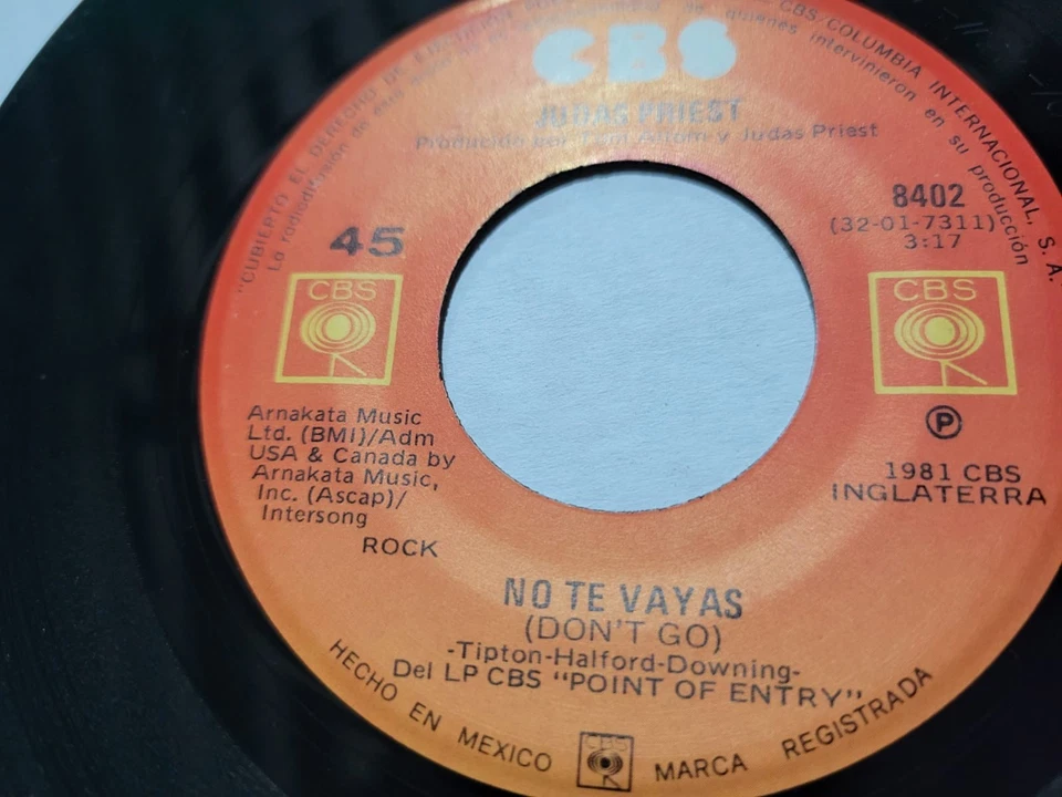 Judas Priest Hot Rockin' 1981 Mexican Single 45 RPM Very Rare NM Foto 4 de 4