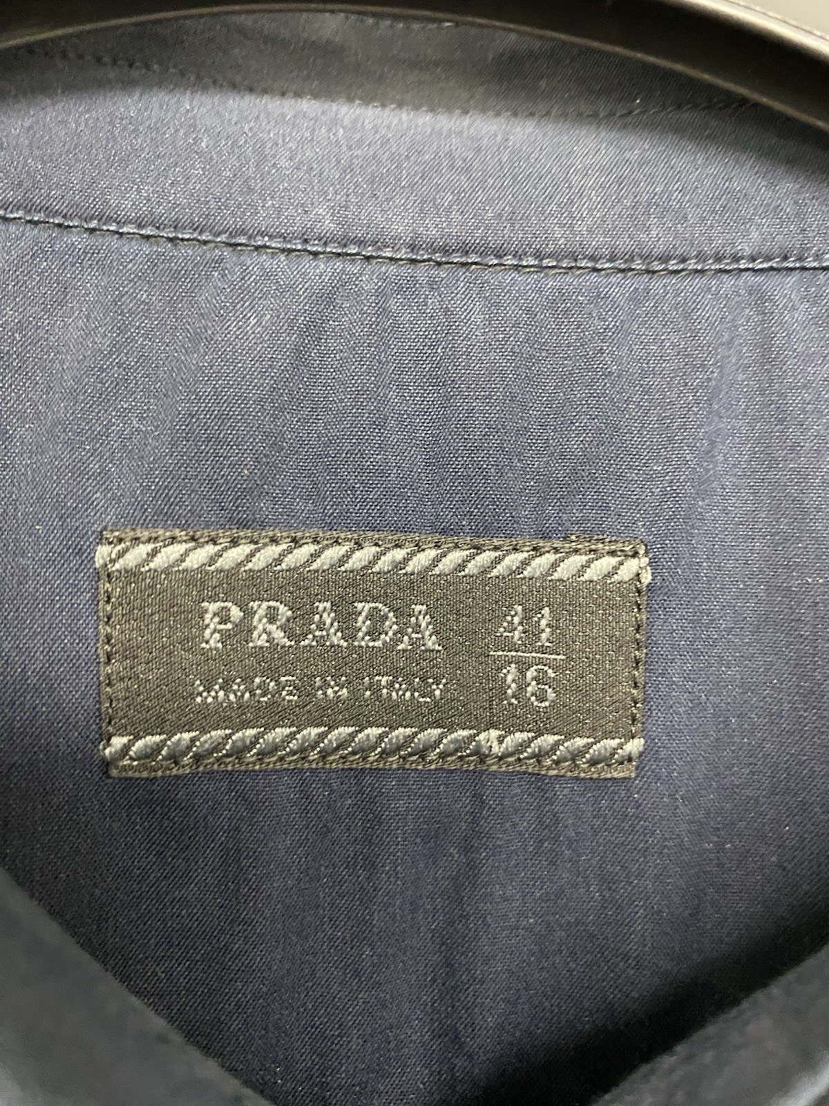 Vintage Prada Navy Blue Short Sleeve Cotton Stretch Button Up Shirt Size 16” PK thumbnail 4