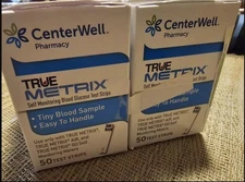100 CenterWell True Metrix Diabetic Blood Glucose Test Strips Expire 7/26+
