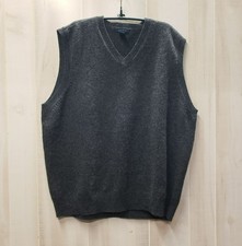 Club Room 100 Wool Old Money Sweater Vest Dark Gray, Pullover, XL Dark Academia