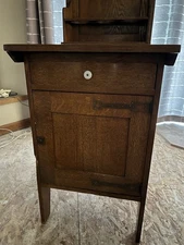 Vintage Side Table Cabinet w Hidden LIQUOR Slide & Drawer & Storage Solid Wood