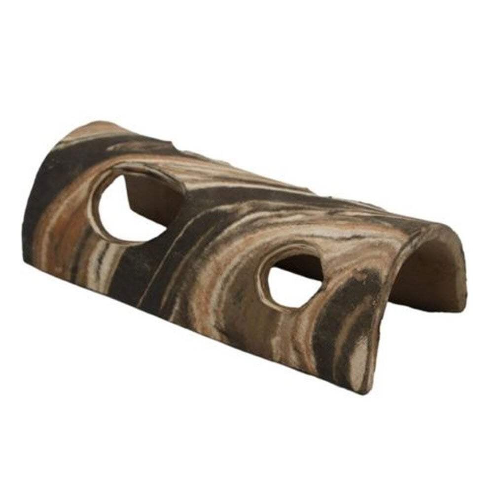 Ceramic Nature Half Log Mixed Colour Aquarium Ornament - Large | Fish Hide