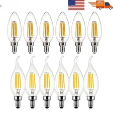 6-24 Pack Dimmable E12 Candle Light Bulbs LED 4W 6W Chandelier Candelabra Bulb