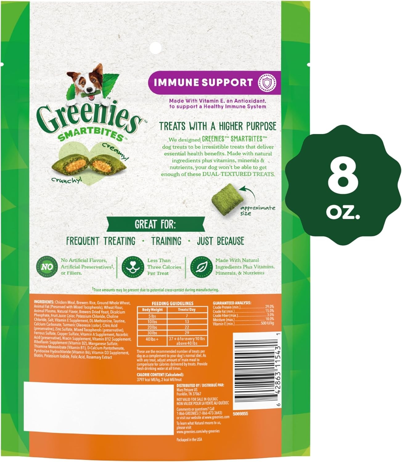 Greenies Smartbites Immune Support Crunchy & Soft Dog Treats  8 oz