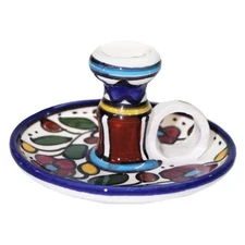 Hand Painted Armenian Ceramic Single Candle Holder - From the Holy Land