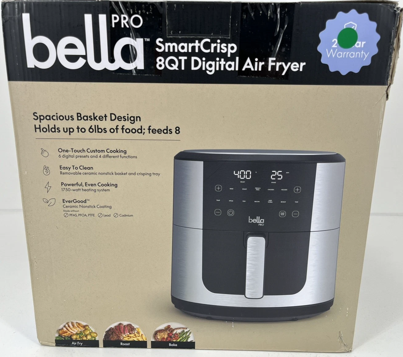 bella PRO - SmartCrisp 8-qt. Touchscreen Air Fryer - Stainless Steel
Opens in a new window or tab