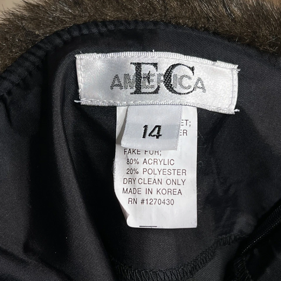 复古 Y2K EC America 人造毛皮露肩丝绒连衣裙长袖礼服 — 第 4/4 张图片