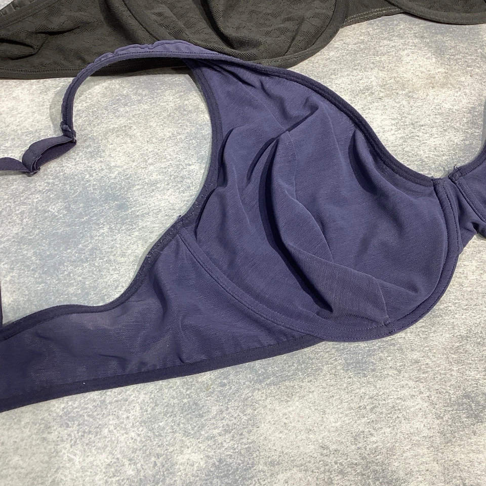 Lote de 2 Sujetadores de Copa Suave Forrados con Aros Azul Marino Antiguo Talla 40DD Foto 4 de 4