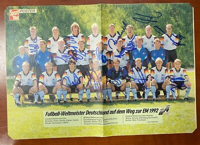 DFB National Team Sports Picture Poster Euro 1992 - 16 Autographs Football Rare