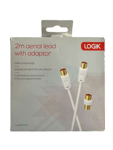 LOGIK Male Aerial Cable - 2m with Female to Female adapter (L2AERA15) - White
