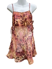 Gilligan & O’Malley Satin Leopard Animal Print Chemise Slip medium sexy sheer 
