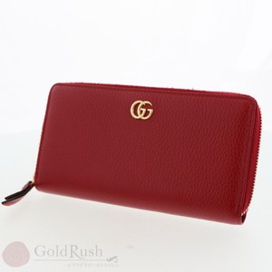 Auth-GUCCI-Gucci-round-zip-wallet-GG-Petit-Marmont-Leather-Zip-Around-Wallet-Red
