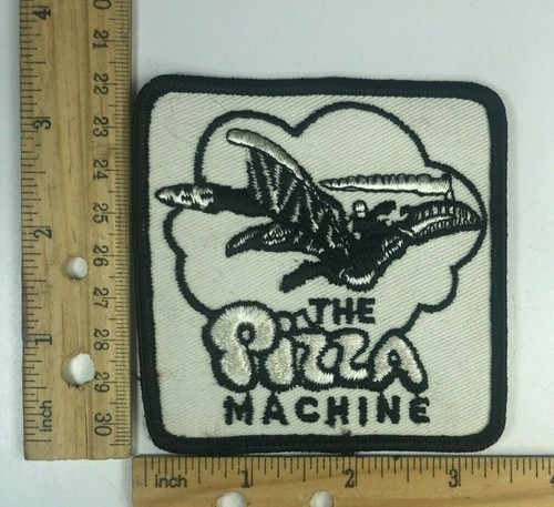 Sew-On Patch 'The Pizza Machine' -Jackets-Backpacks-Jeans 3.5" (White & Black) - Picture 2 of 3