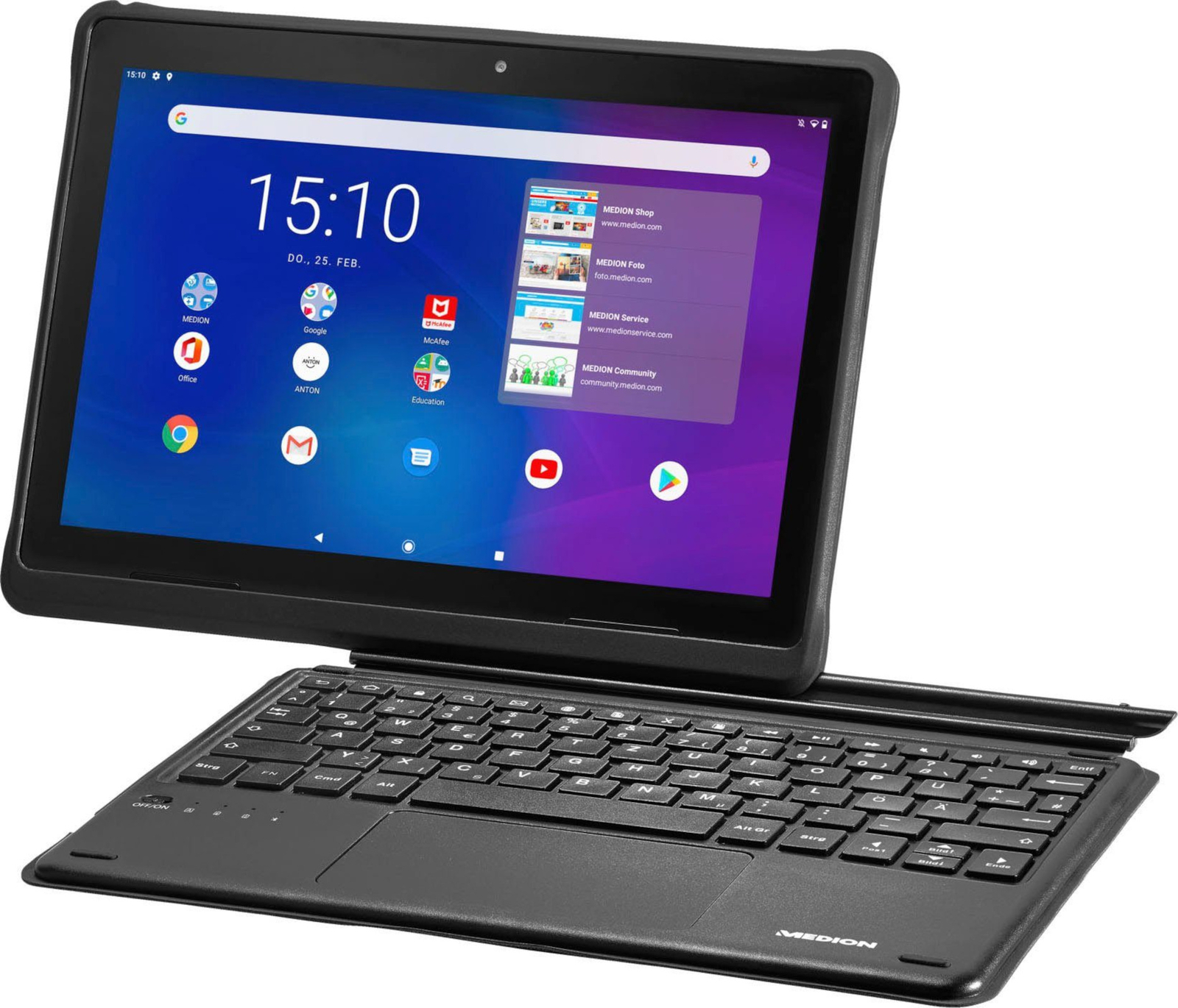 MEDION Tablet mit Tastatur 10 Zoll LifeTab E10900 32 GB Full HD 3 GB