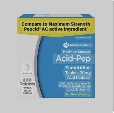 Member's Mark 20mg Acid Pep, FAMOTIDINE Big (200 ct.) bottles EXP  04/2025