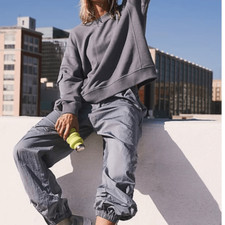 NEW  Rare FP movement parachute slate grey joggers
