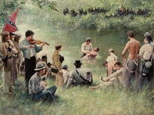 Hong Min Zou RESURRECTION MORN 20X26 S/N Canvas Civil War Baptism Art Print