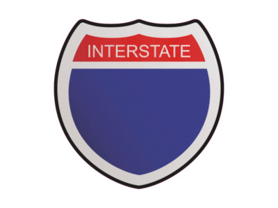 1 x Aufkleber Verkehrszeichen USA Interstate Autobahn Highway Strasse America