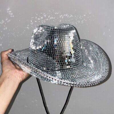 Mirror Disco Cowboy Hat Stunning Disco Ball Hats Reflective  display picture 3