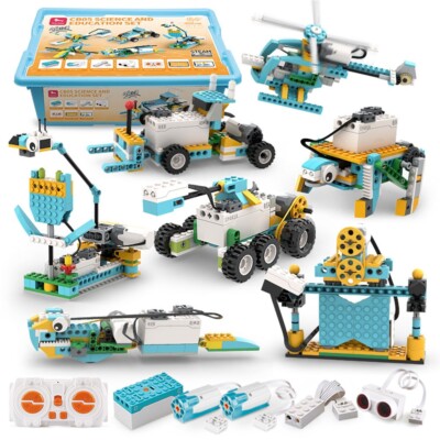 606PCS Bausteine MINT Roboter Kit - 46 in 1 Programmierbare Codierung Spielzeug für Kinder