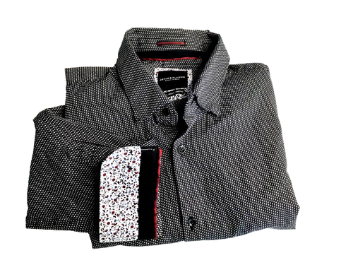 Herren DENIM & FLOWER RICKY SINGH schwarz weiß Hemd Größe L, Large Button Down sehr guter Zustand