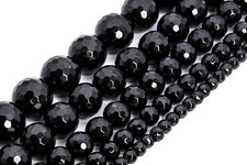 Natural Black Tourmaline Beads Grade AAA Micro Faceted Round Loose Beads 6/7-8MM