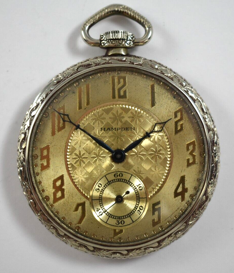 1918 Hampden Nathan Hall 12s 15J OF Pocket Watch w/Dueber 20Yr Case lot