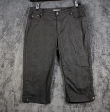 FDJ French Dressing Jeans Women Size 16 Black Capri Stretch Comfy