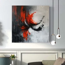 Black Red  Canvas 100% Hand-painted oil painting Abstract Home Decor 24in