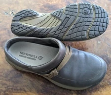 Merrell Womens Bracken Brown Leather Clogs Size 6.5
